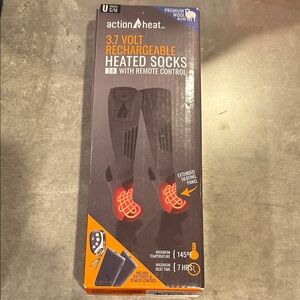 NEW never opened Black Heated Socks with Remote Control